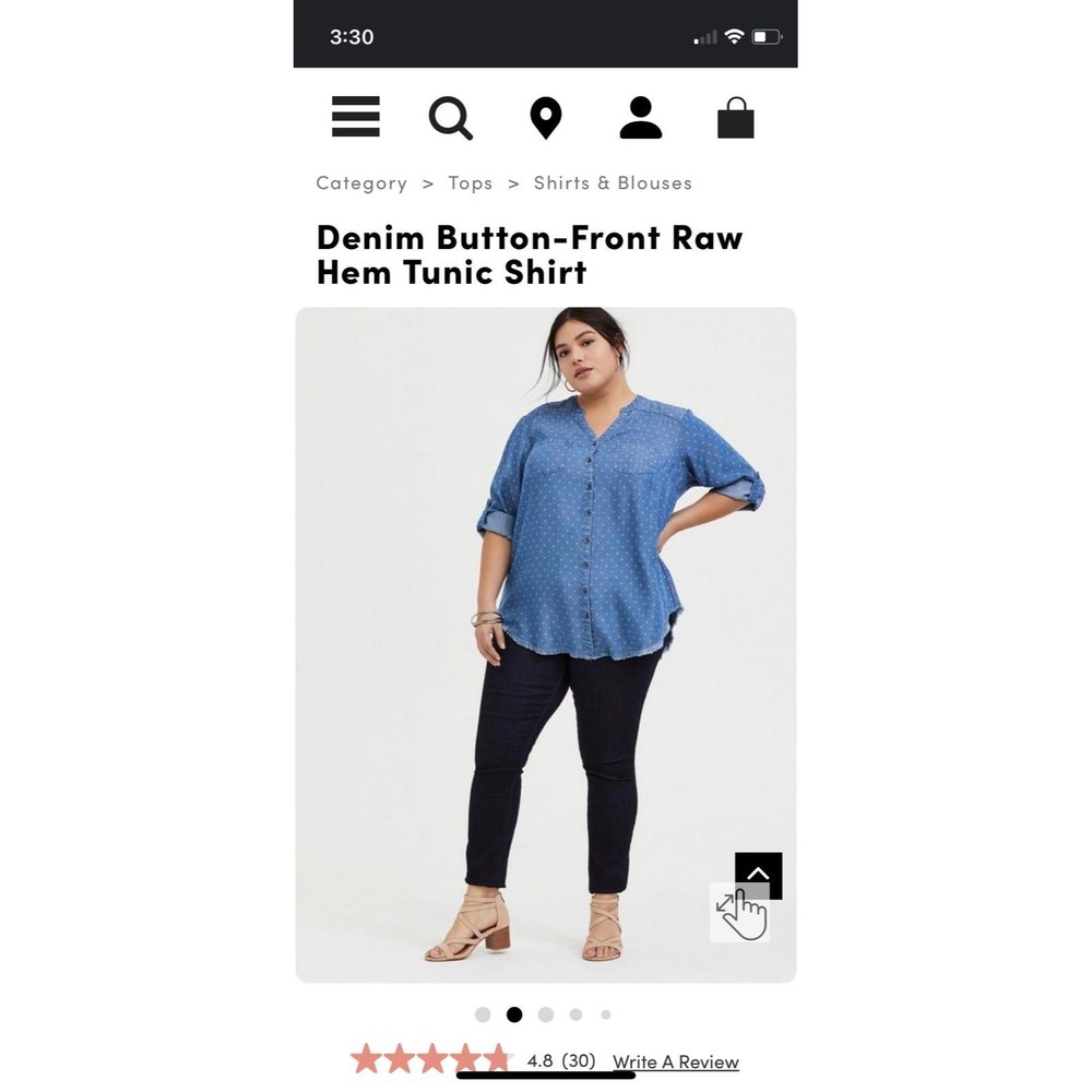 Torrid denim button front raw hem tunic size 2X
